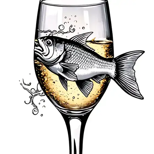 Champagne Glass With Fish
