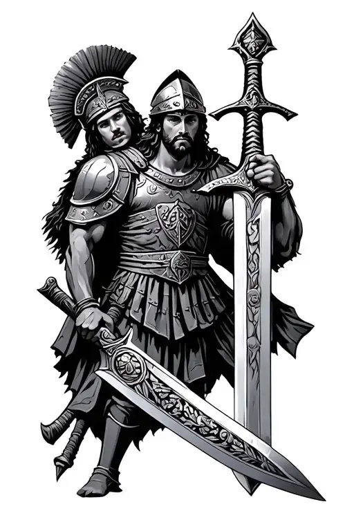 Roman Centurion Warrior Protector Family Sword In Hand
