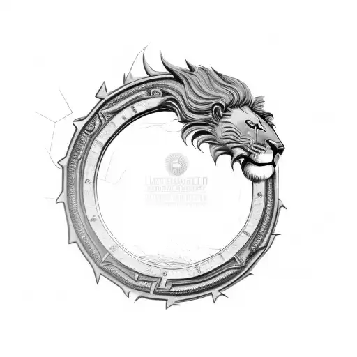 3D Lion Inside The Circle