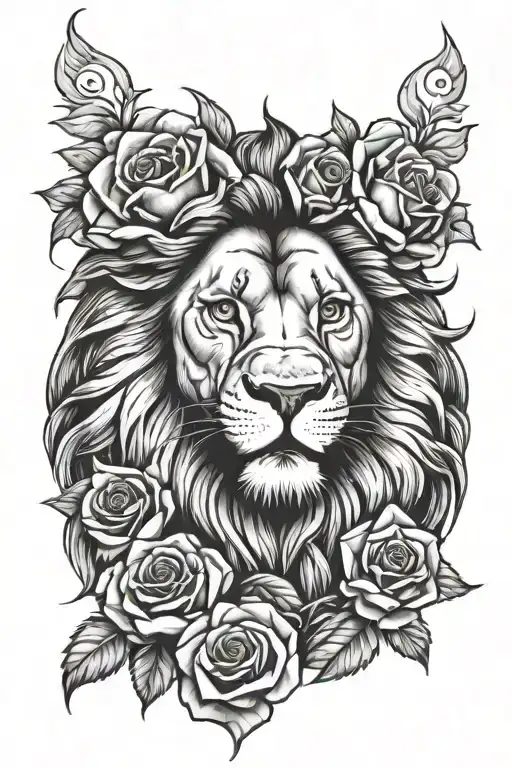 Lion And Rose Chest And Shoulder Piece