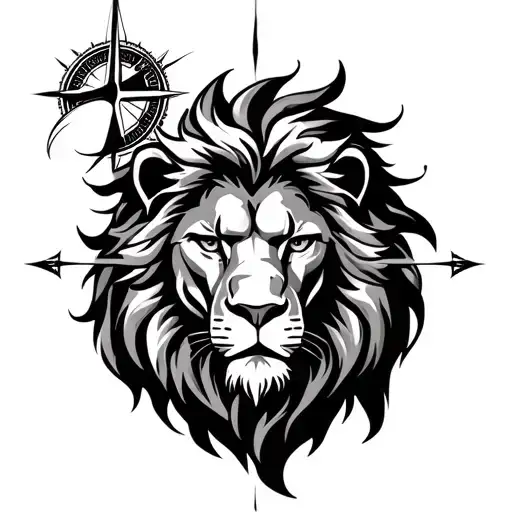 Lion With Compass Rose Surrounded