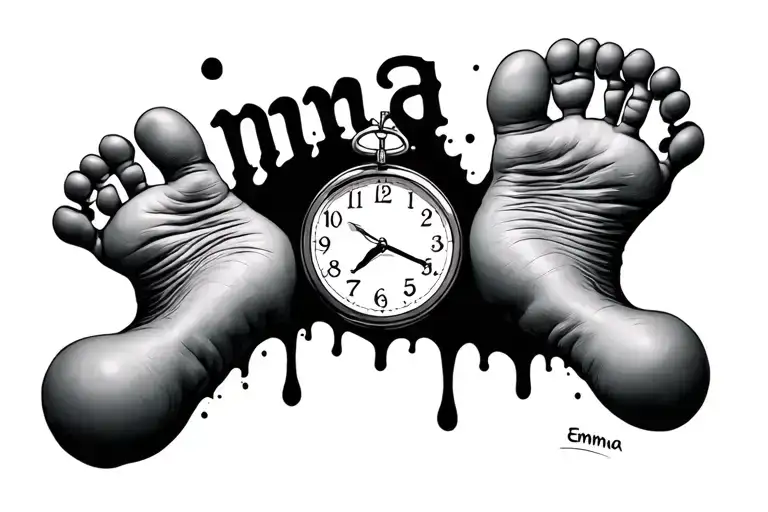 Baby Foot Print In Clock Melting Away Her Name Emma