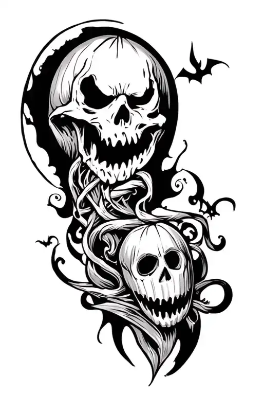 Halloween Leg Sleeve Tattoo Design