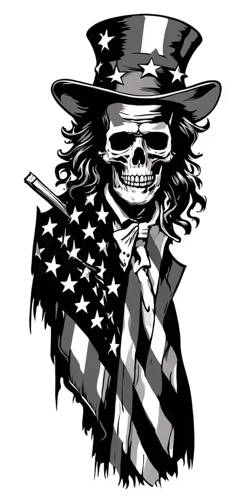 Skeleton Uncle Sam American Flag