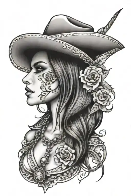 Women's Black And Grey Western Piece