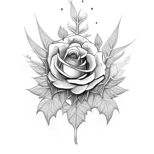 Gothic Flowers And Leaves And Stems With Shadowing