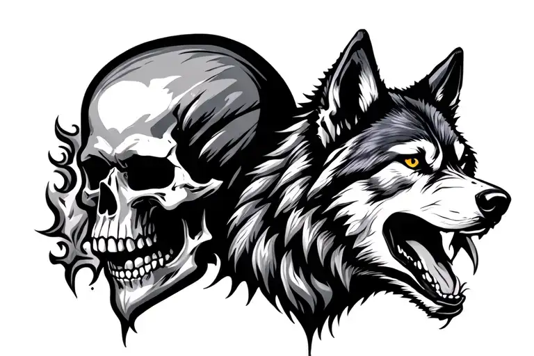 Wolf And Skull Face