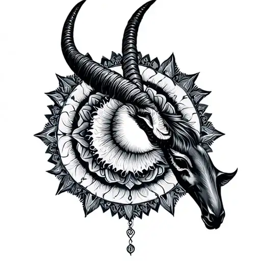 Capricorn Graphic Style And Mandala With A Reminder Of Astrology