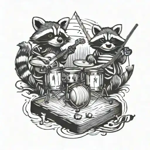 A Baseball Diamond With Raccoons Playing Different Musical Instruments On Each Base