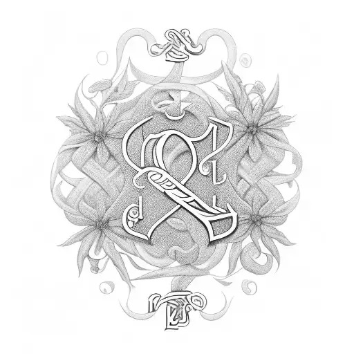 A Monogram Of Your Children's Initials Entwined With Floral Vines