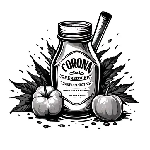 Condiment Squeezy Bottle Line Work Tattoo Design