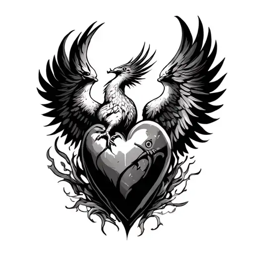Phoenix Rising From A Stabbed Heart