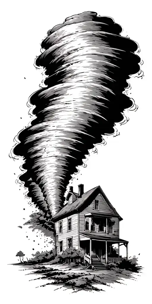 Tornado Destroying Farm House