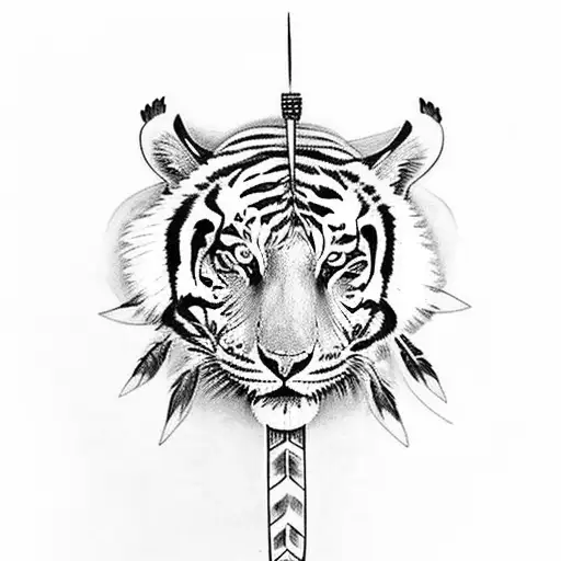 Native American Headdress On A Tiger