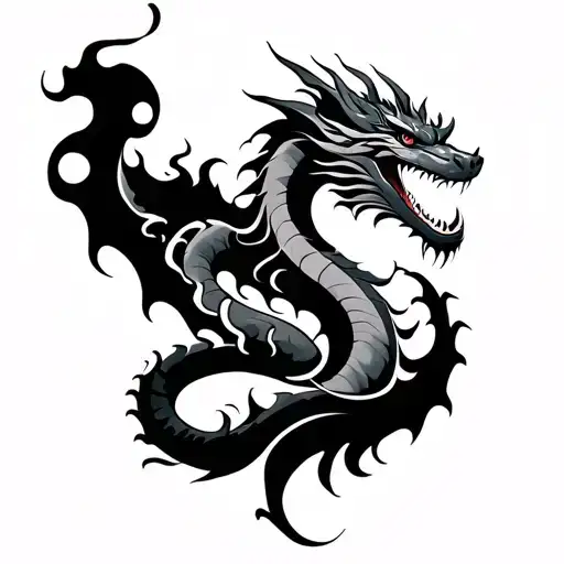 Naga Dragon With Smoke Forming