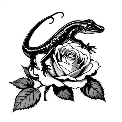 Salamander On A Rose