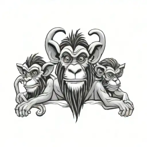 Rafiki From Lion King As The Three Wise Monkeys