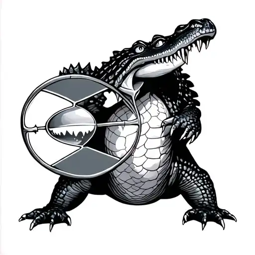 Alligator With Hourglass In Mouth