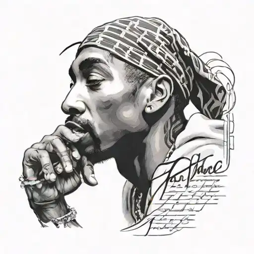 Create A Portrait Of Tupac Shakur With Lyrics From His Songs As Background