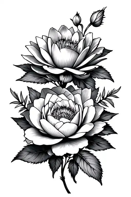 A Rose A Peony A Cosmos And Water Lily Flowers