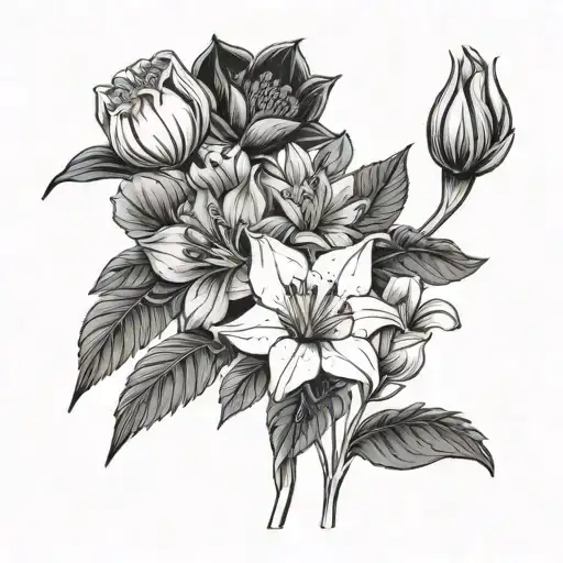 Bouquet Carnation Daffodil Lily Of The Valley Cosmos Chrysanthemum Holly