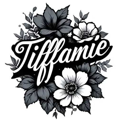 The Name Tiffanie In Script With Flowers Growing