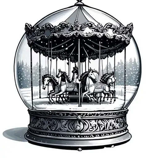 Carousel Inside A Snow Globe