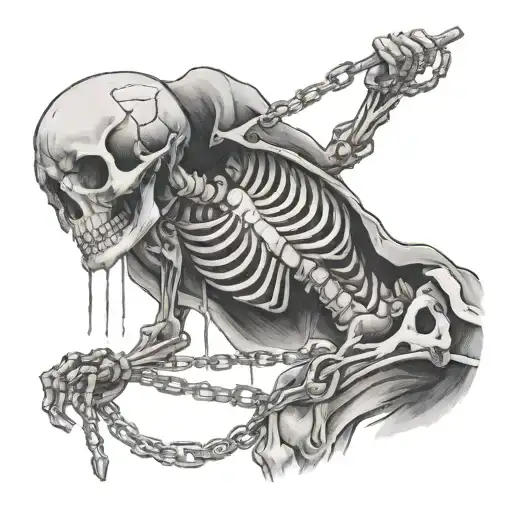 Skeleton Chained Up In A Dungeon