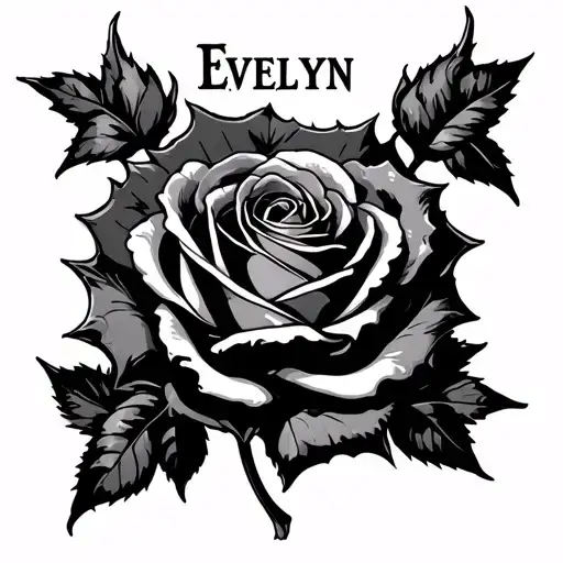 Rose With Thorns And The Name Evelyn