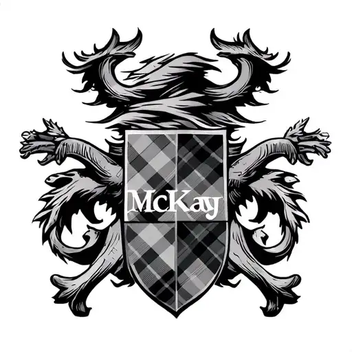 Scottish Clan Crest For Mckay With Tartan Pattern Incorporating