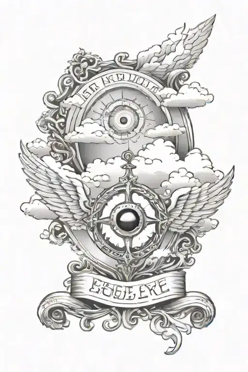 Gods Eye And Under A Bible Verse With The Crosses With Cloud Shading