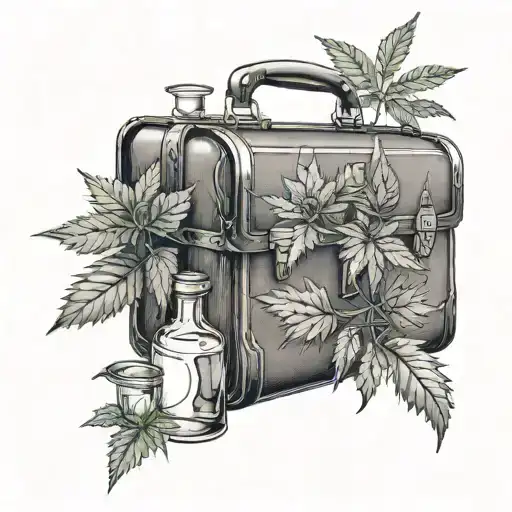 A Lawyer's Briefcase With A Hidden Compartment Revealing A Hidden Flask And Marijuana Plant Inside