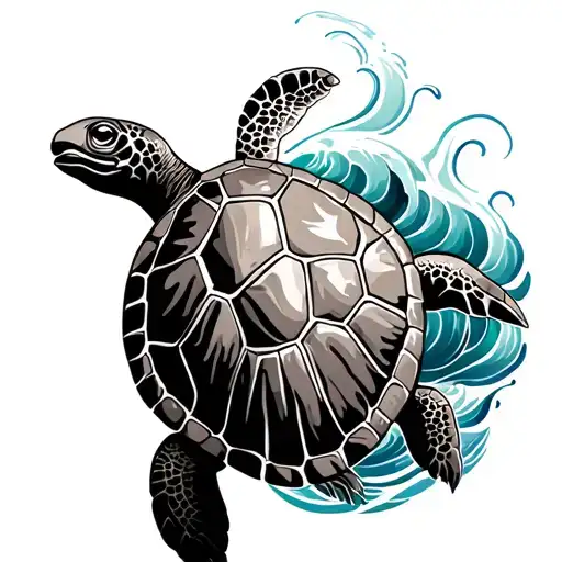 Turtle And Waves Forming The Shape