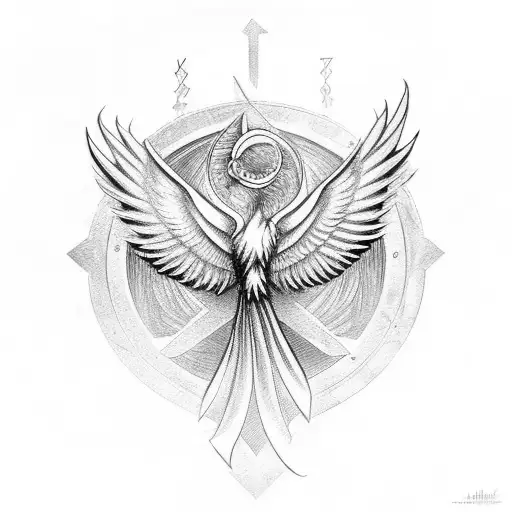 Phoenix With Watch And Ankh Cross