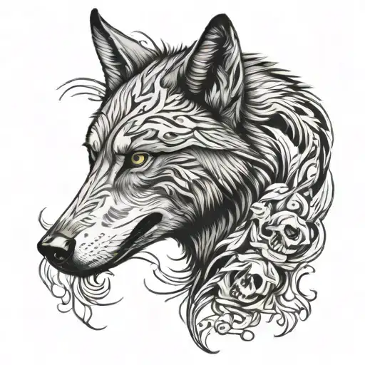 Half Wolf And Half Skull