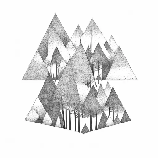 Hills Trees In A Diamond Shape With Sky