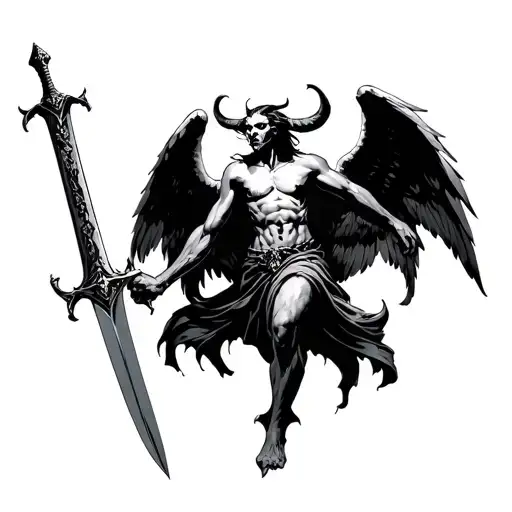 Demon Horror Angel Holding A Sword
