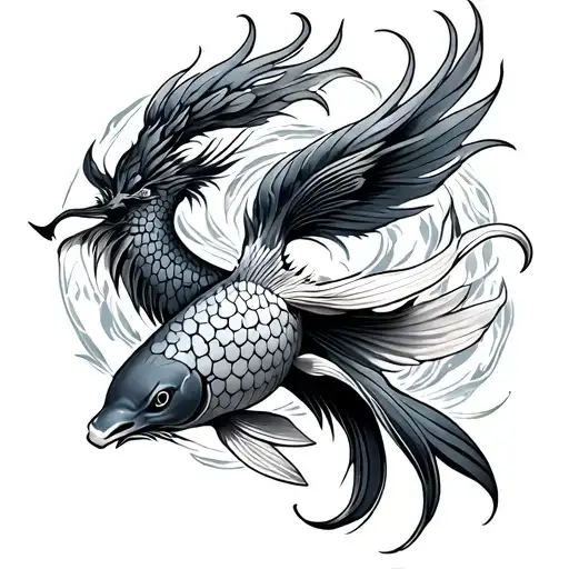 Koi Fish With A Phoenix