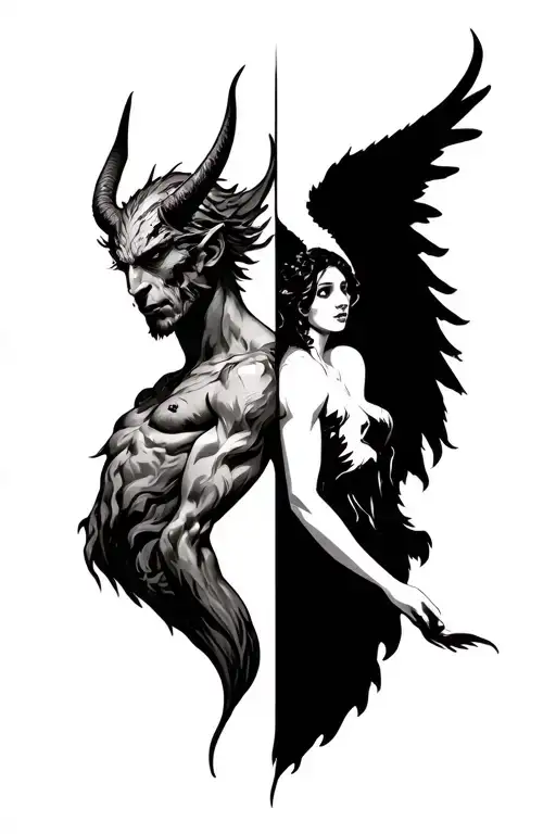 Devil And Angel Half Demon
