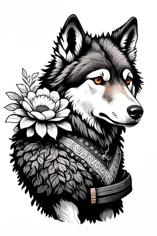 Wolf Wearing Sheep Clothing Holding Flower