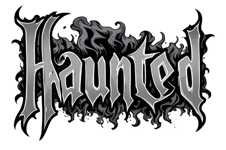 The Word Haunted With Smoke In Background