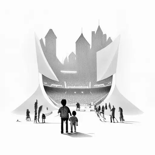 Ok Keep The Kid And Dad And Instead Of The Houses Add A Circle Stadium Full Of Fans