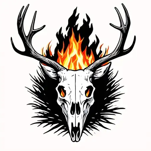 Campfire Inside Deer Skull