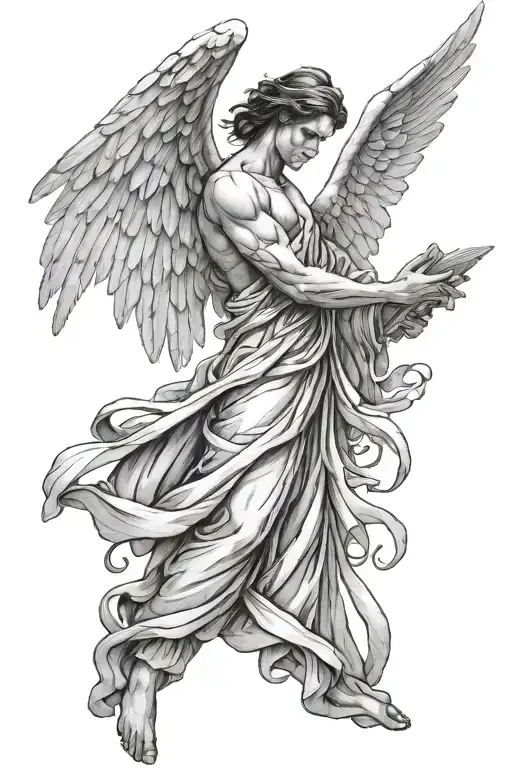 Angel With Spread Wings Looking Down