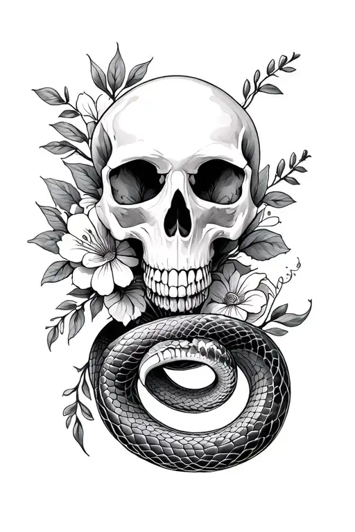 Snake Skull And Floral