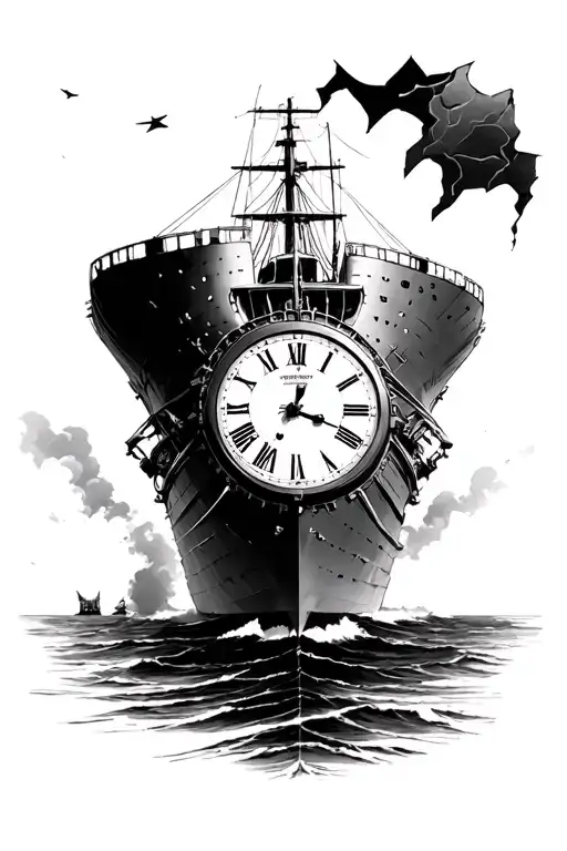 Broken Clock Above Ss United States Ship