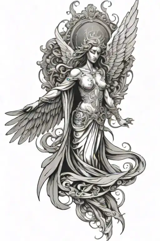 Angel With Spread Wings Looking Down