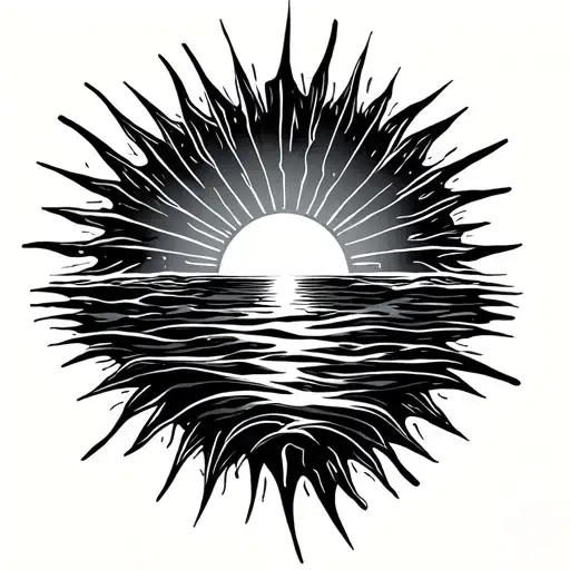 Sun Rising Behind The Ocean