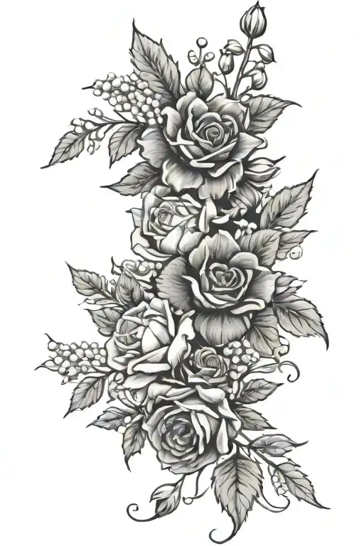 Violet And Primrose And Lily Of The Valley And Hawthorn Flower And Rose And Honeysuckle