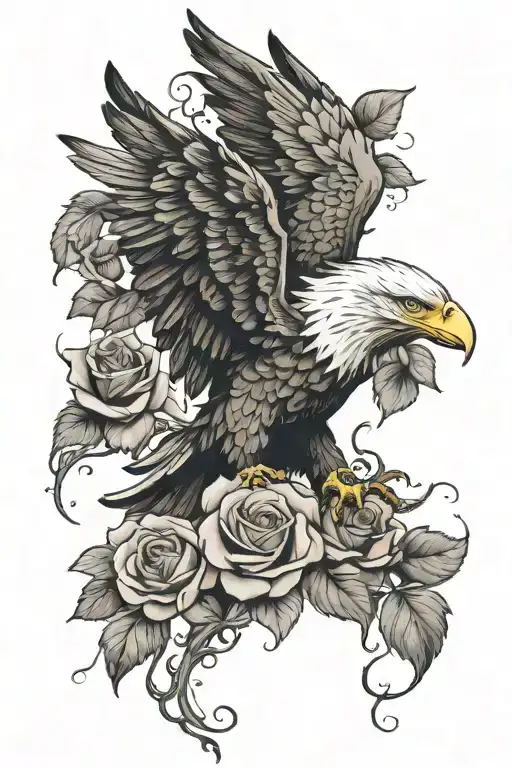 Eagle Carrying Rose Rose Stem A Quote Broken Time Piece And Rose